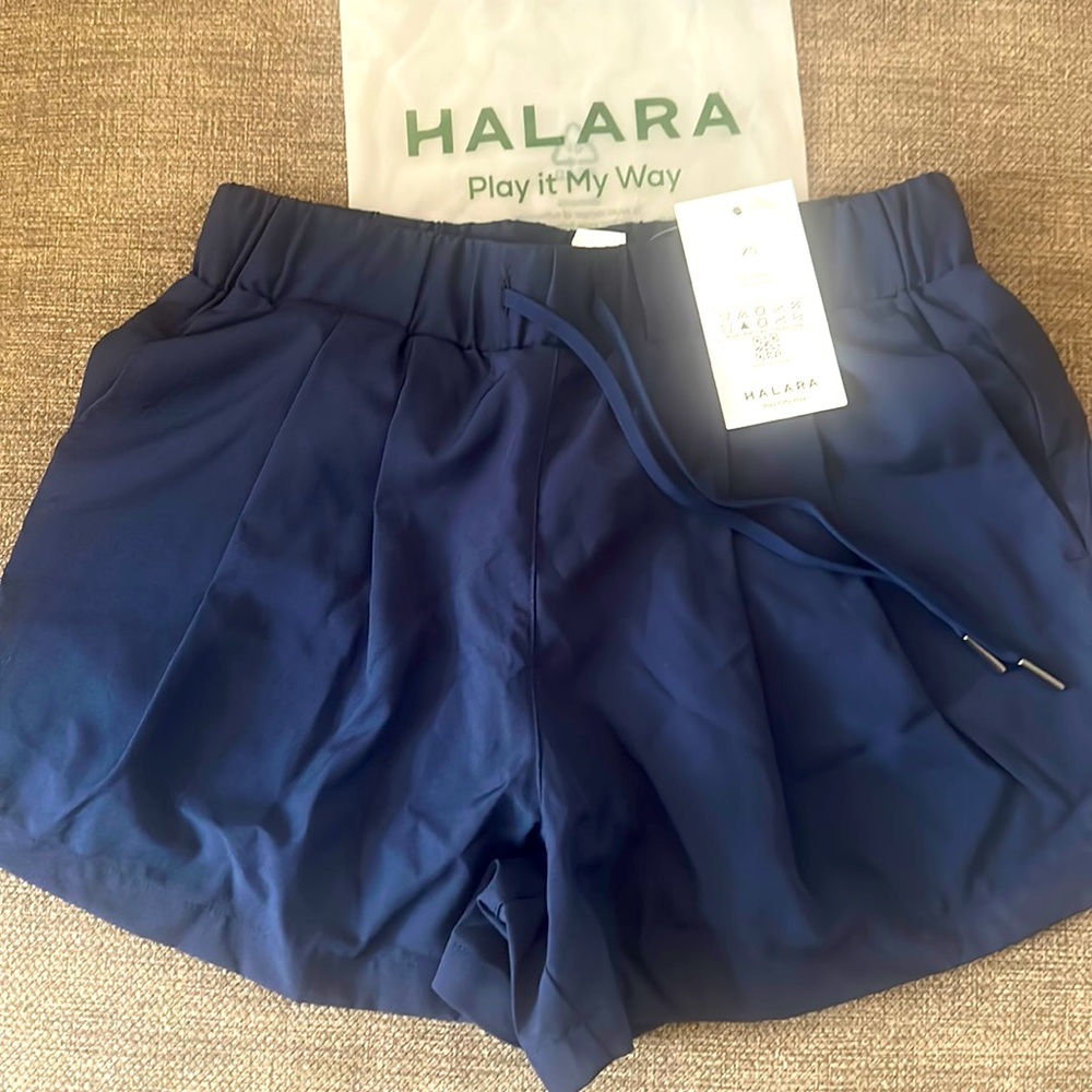 NWT Halara High Waist Drawstring Riches Short SIZE SMALL AND XS Color Night Blue